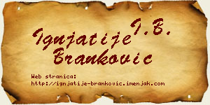 Ignjatije Branković vizit kartica